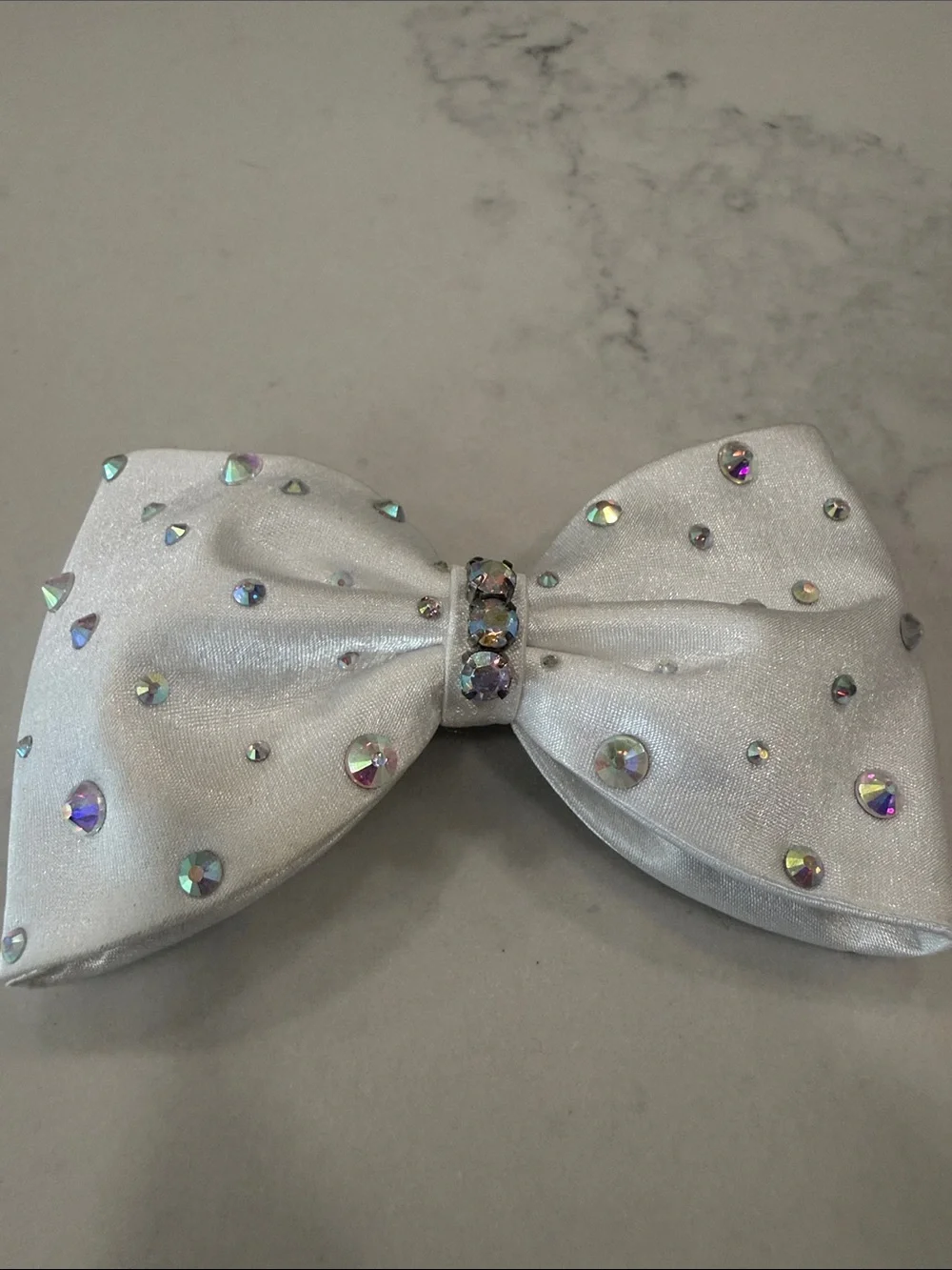 White Iridescent Crystal Bow Hair Clip by Bows of London